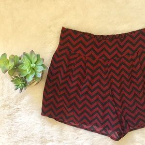 Brand New Garnet and Black Chevron Shorts